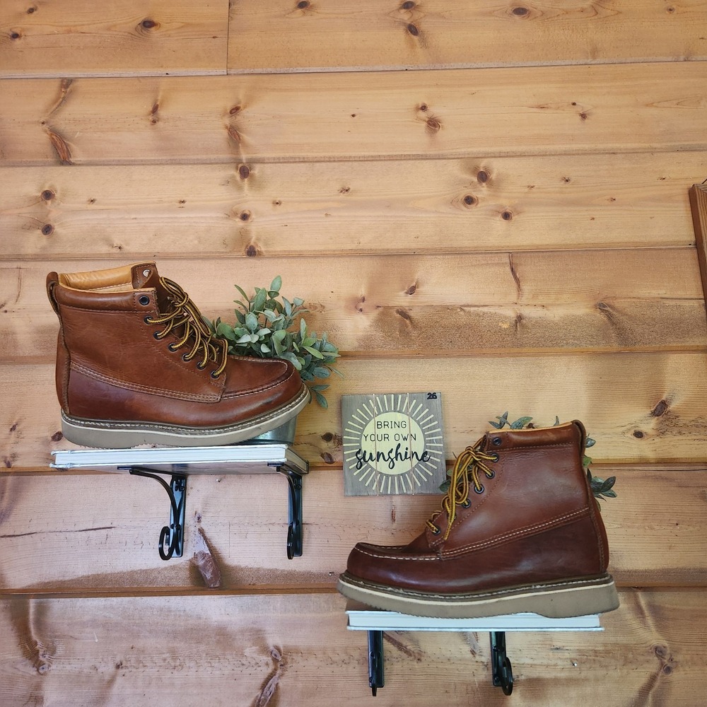 Sears Diehard SureTrak Brown Leather Work Boots Vibram 84994 HTF Rare Size 7 D